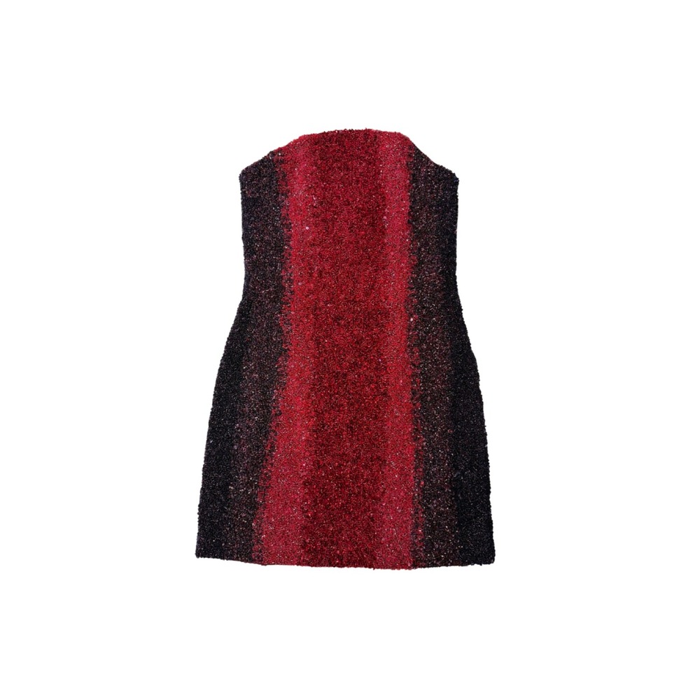 MESHKI Zander Hand Beaded Strapless Mini Dress Red Ombre Sequin NWOT $789 S